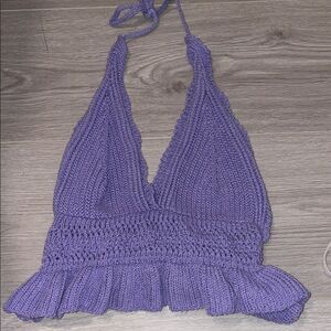 Purple Knit Halter Top